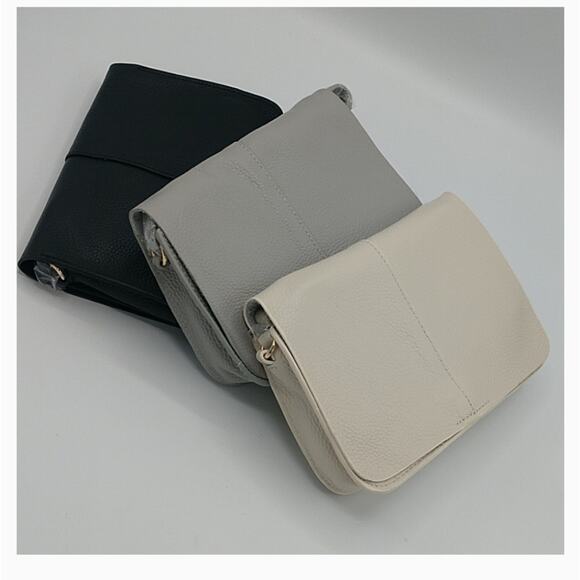 NWT btb LA Leather Gray Kelly Crossbody Bag - Picture 2 of 8